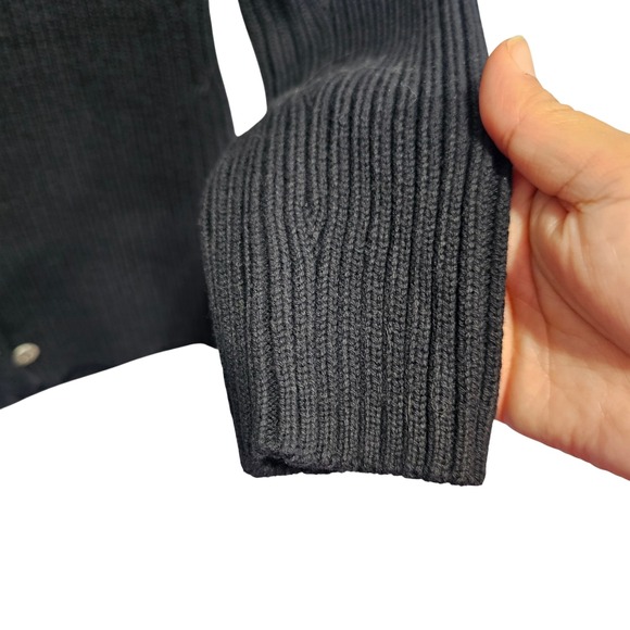 Parley Ribbed High Neck Zip Up Knit Cardigan Sweater‎ Black Cotton Blend Size S - Picture 8 of 11